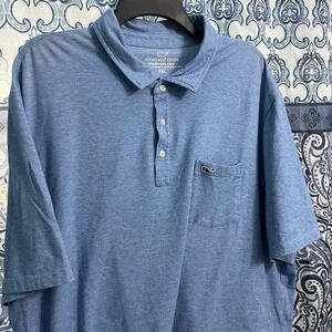 Vineyard Vines Polo Shirt XXL 2XL Blue Edgartown Performance Golf Casual Mens
